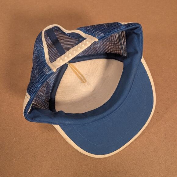 Vintage 80s Victory Ford F150 Pickup Trucker Hat Snapback Cap Blue White Mesh - Picture 7 of 7